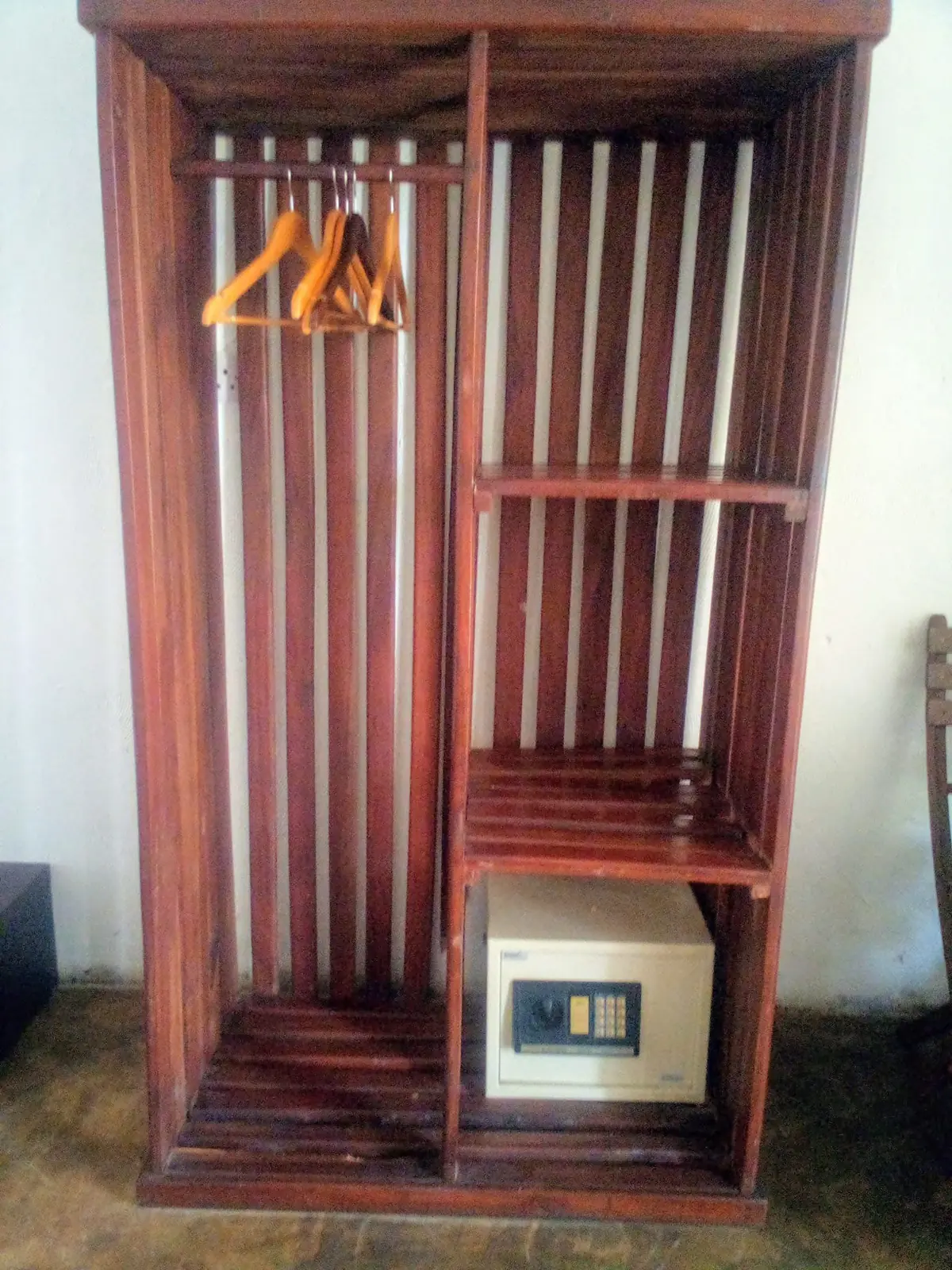 Wooden wardrobe with an in-room safe